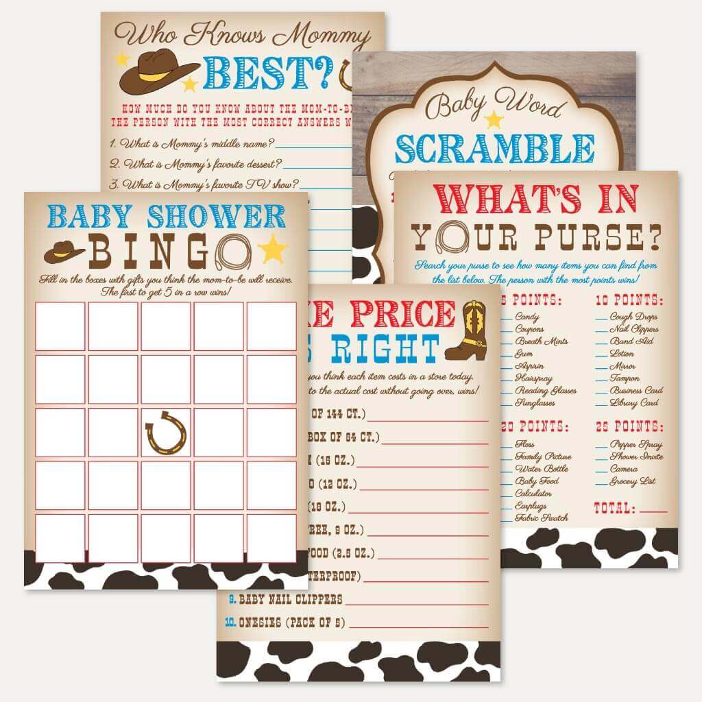 Printable Cowboy Baby Shower Game Set Templates | Hadley Designs - Printables for Free Printable Cowboy Word Search