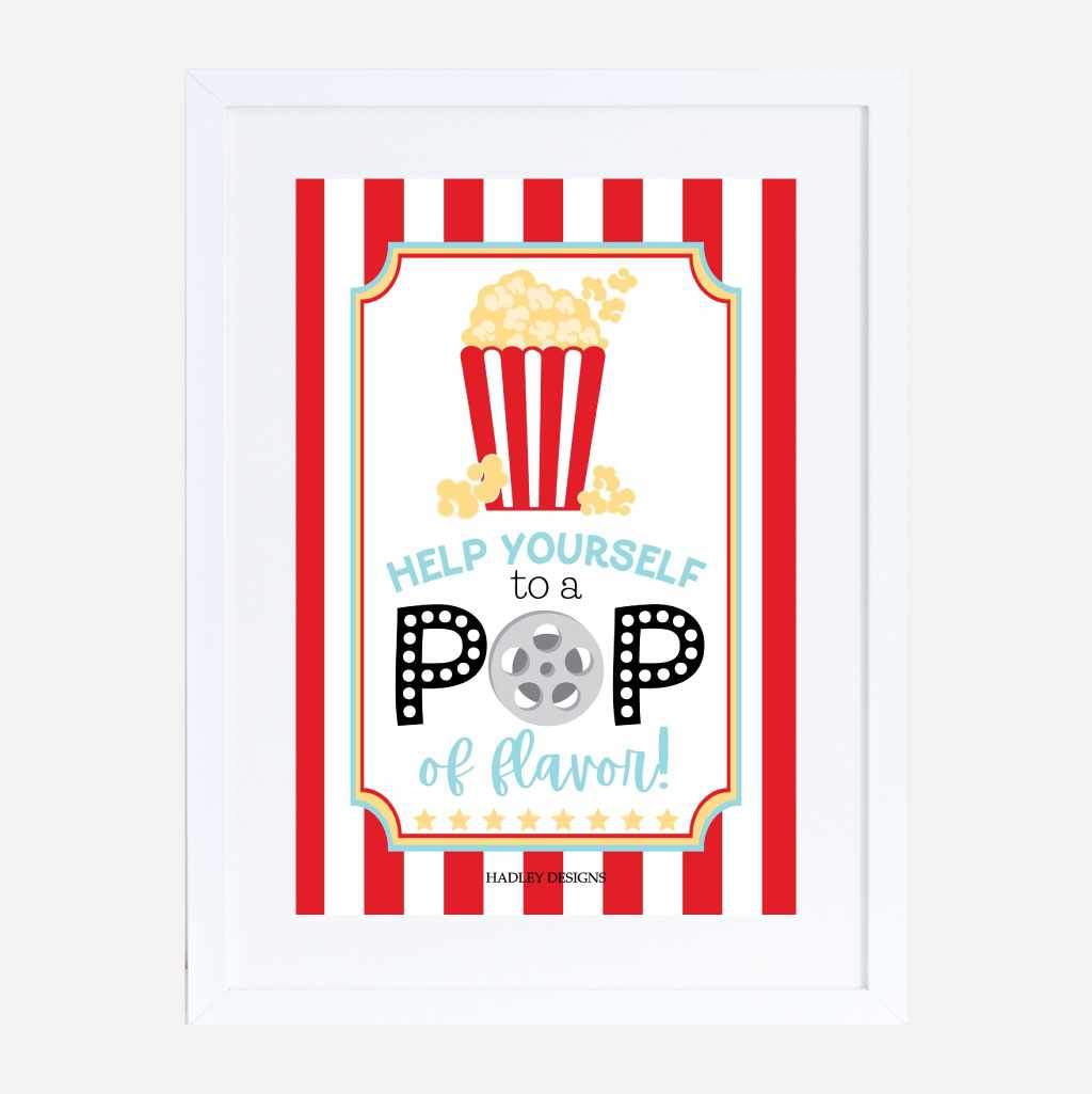 Printable Movie Party Popcorn Bar Sign Template | Hadley Designs - Printables printable-movie-party-popcorn-bar-sign-template-hadley-designs-printables