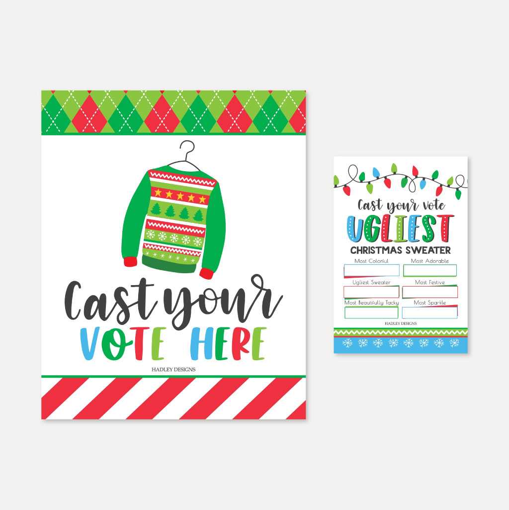 ugly sweater party voting card printable