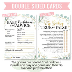 50 Double-Sided Baby Shower Games (Word Scramble & True Or False + Trivia & Baby Advice)