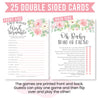 25 Double-Sided Baby Shower Games (Word Scramble + True Or False)