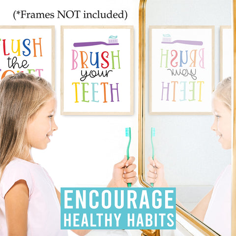 6 Reversible Colorful Bathroom Signs For Kids