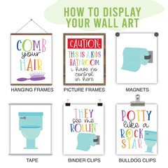 6 Reversible Colorful Bathroom Signs For Kids