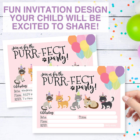 25 Cat Themed Party Invitation Cards