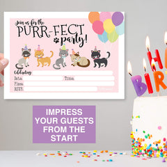 25 Cat Themed Party Invitation Cards