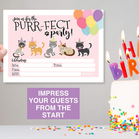 25 Cat Themed Party Invitation Cards