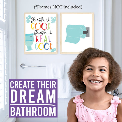 6 Reversible Colorful Bathroom Signs For Kids