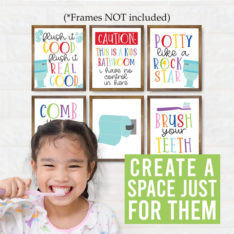 6 Reversible Colorful Bathroom Signs For Kids
