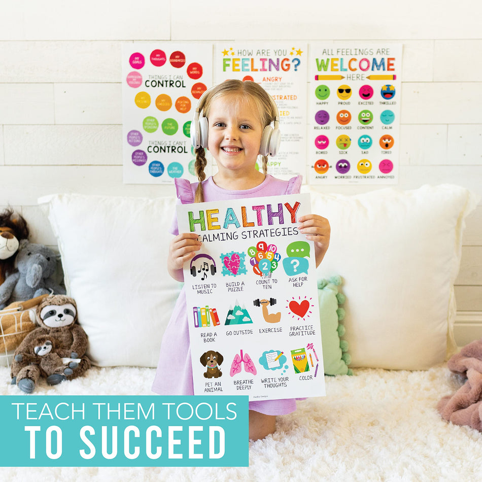 4 Laminated Colorful Feelings Posters For Kids | Hadley Designs