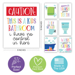 6 Reversible Colorful Bathroom Signs For Kids