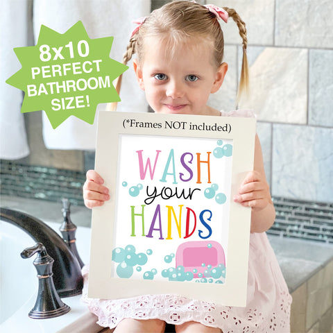 6 Reversible Colorful Bathroom Signs For Kids