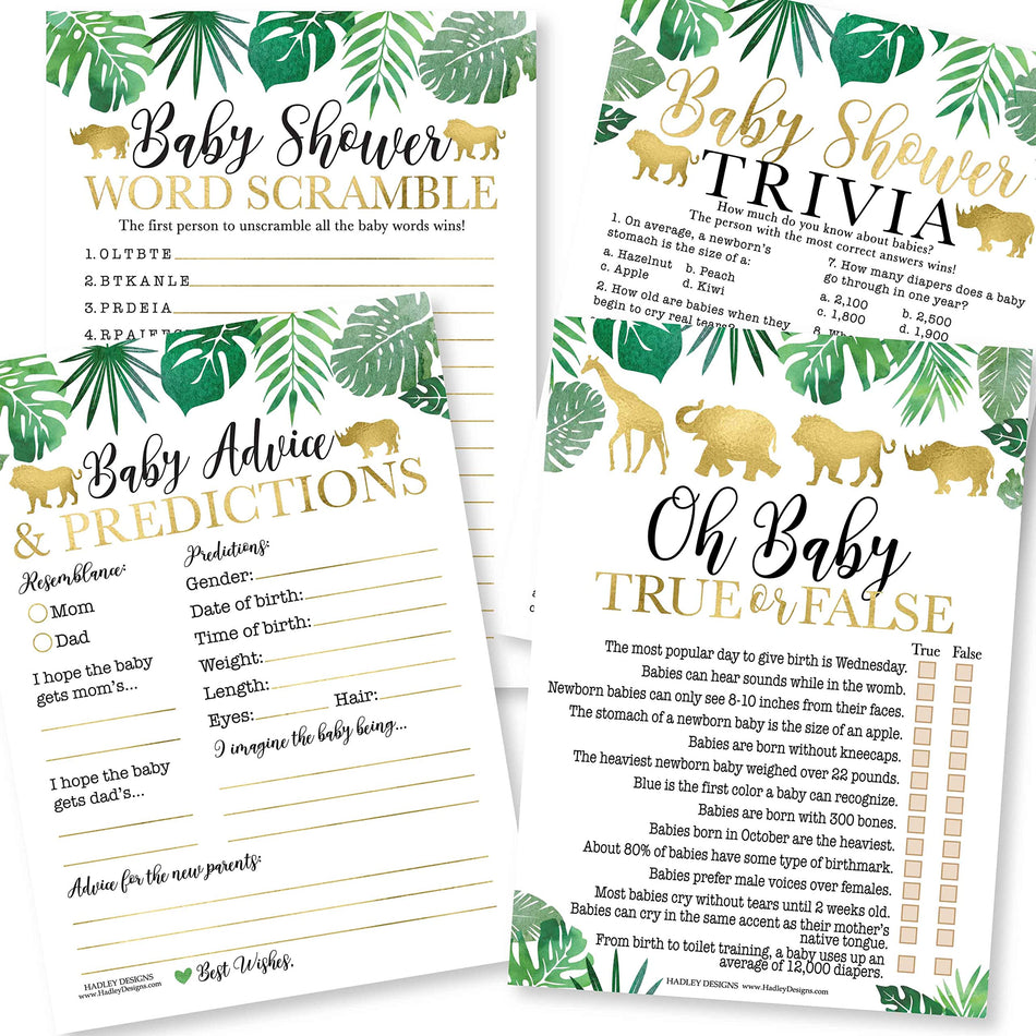 50 Double-Sided Baby Shower Games (Word Scramble & True Or False + Trivia & Baby Advice)