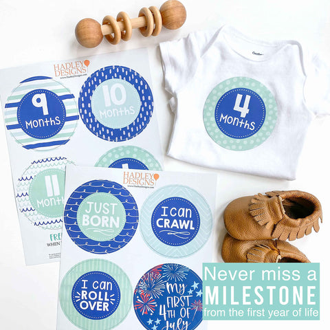 20 Monthly Baby Milestone Stickers