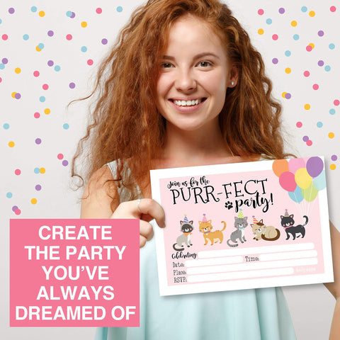 25 Cat Themed Party Invitation Cards