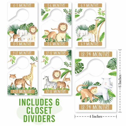 6 Safari-Themed Baby Closet Hanger Dividers