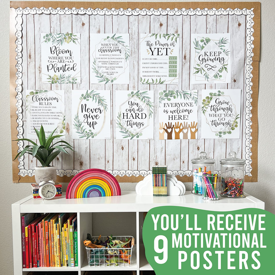 9 Eucalyptus Themed Motivational Classroom Signs | Hadley Designs