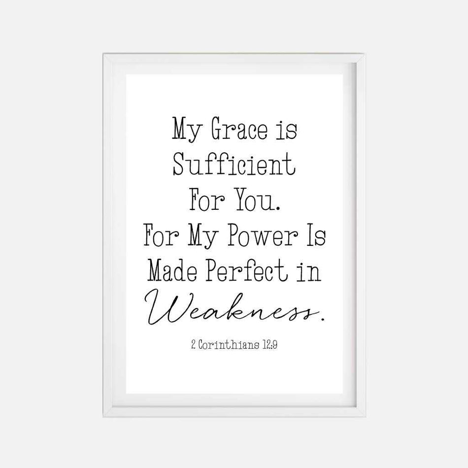 2 Corinthians 12:9 Wall Art Christian Home Decor Sign Printable Template