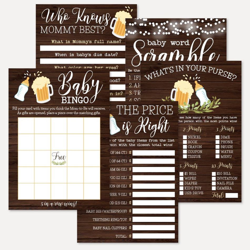 A Baby Is Brewing Baby Shower Games Set Printable Template