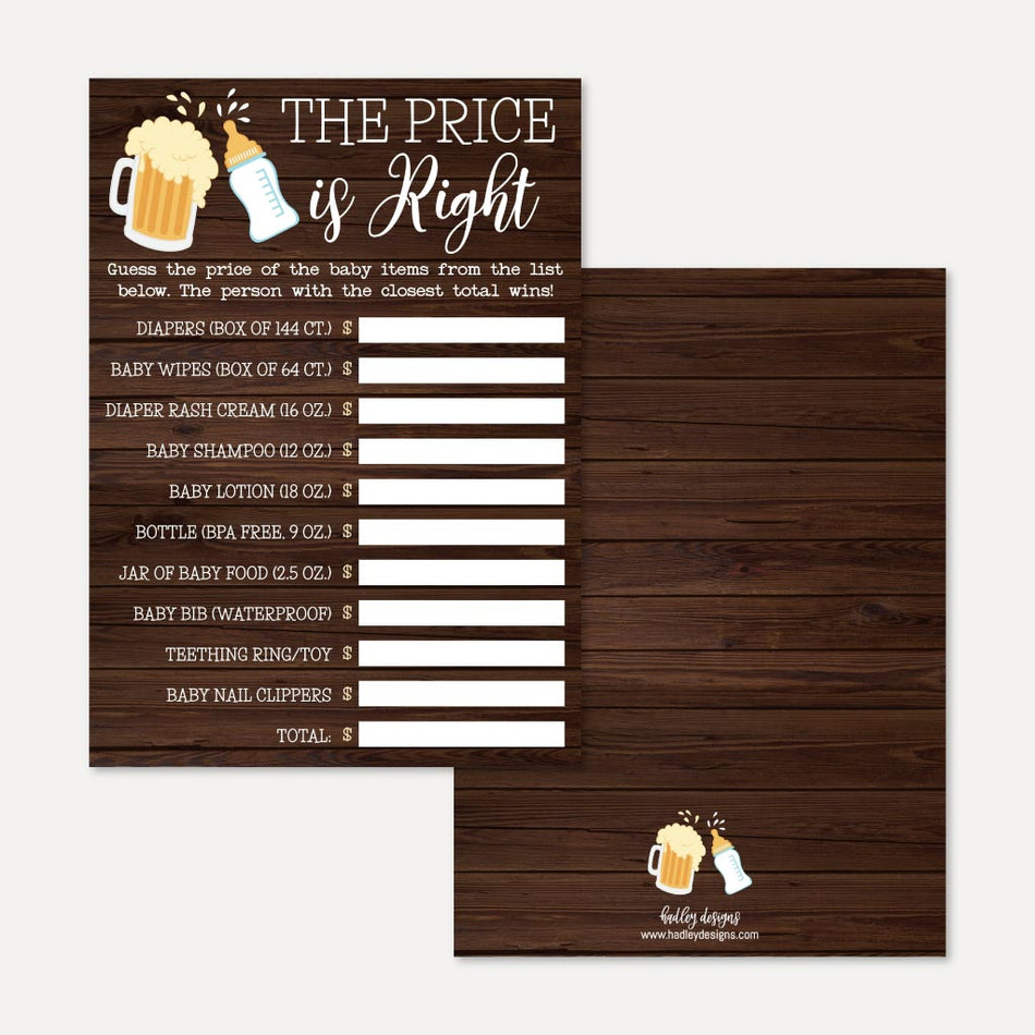 A Baby Is Brewing Baby Shower Price is Right Game Printable Template
