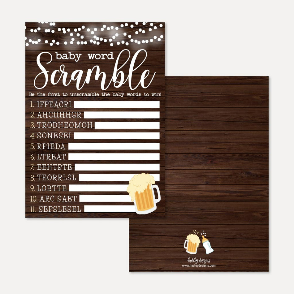 A Baby Is Brewing Baby Shower Word Scramble Game Printable Template