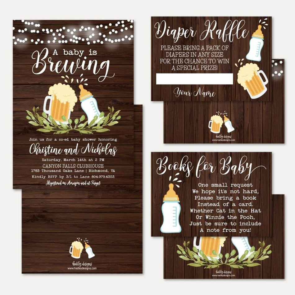 A Baby Is Brewing Baby Shower Invitation Suite Printable Template