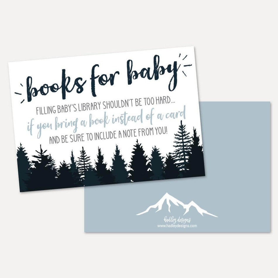 Adventure Mountain Baby Shower Book Request Card Printable Template