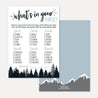 Adventure Mountain Baby Shower What's In Your Purse Game Printable Template