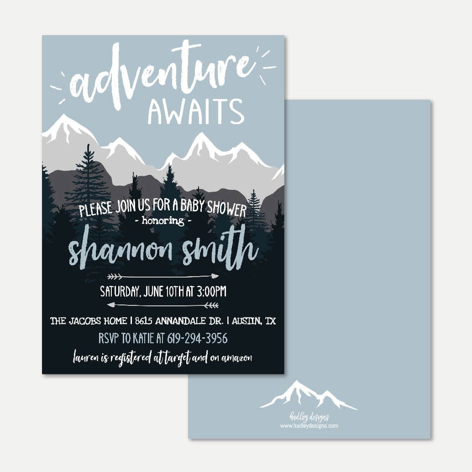 Adventure Mountain Baby Shower Invitation Printable Template