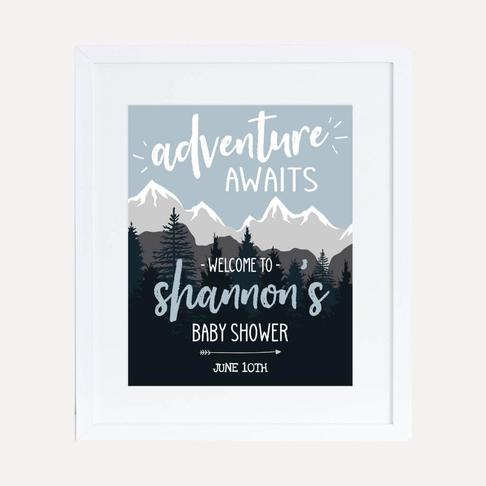 Adventure Mountain Baby Shower Welcome Sign Printable Template