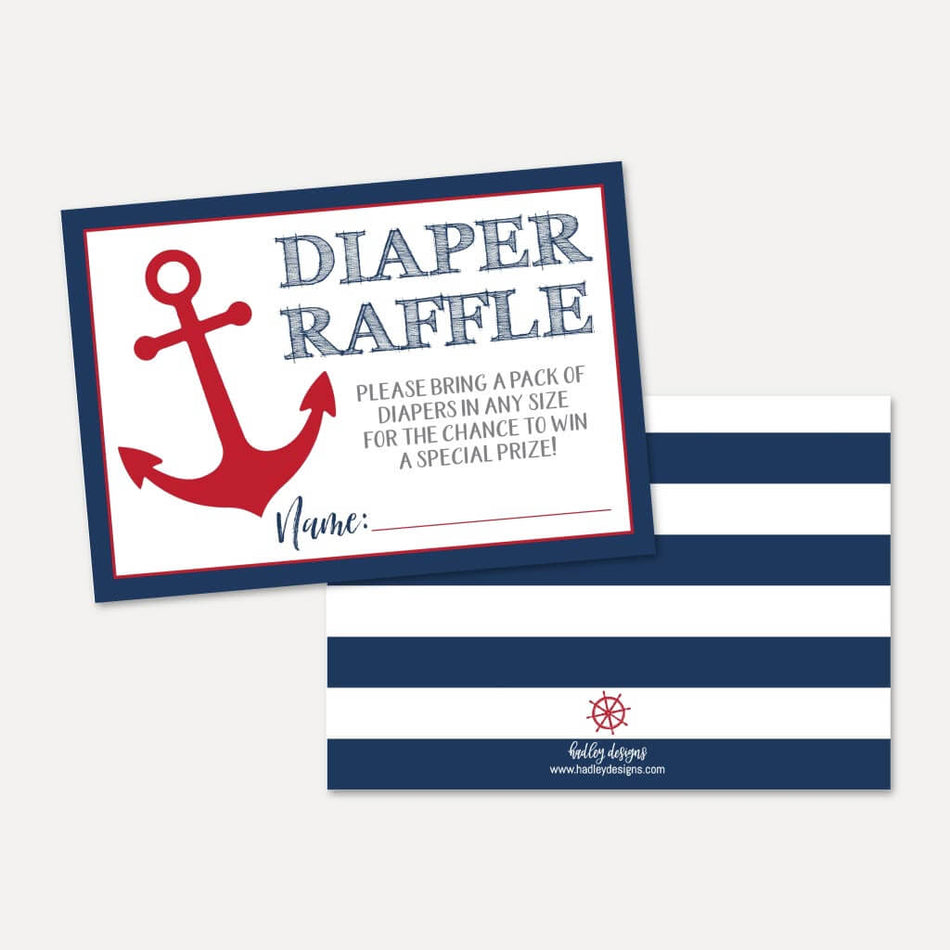 Ahoy It's A Boy Nautical Baby Shower Diaper Raffle Printable Template