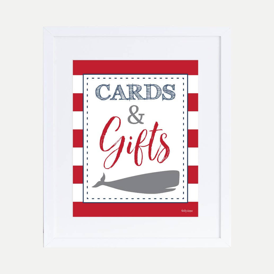 Ahoy Its A Boy Nautical Baby Shower Cards and Gifts Sign Printable Template