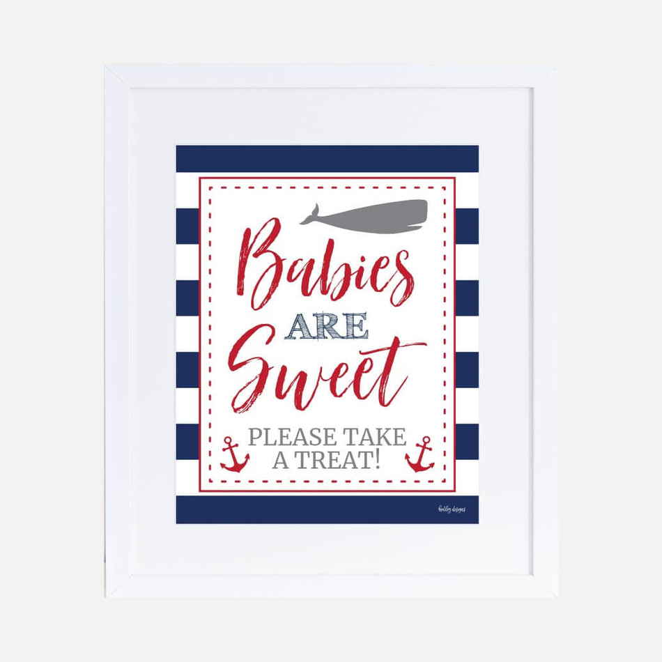 Ahoy It's A Boy Nautical Baby Shower Treats Sign Printable Template