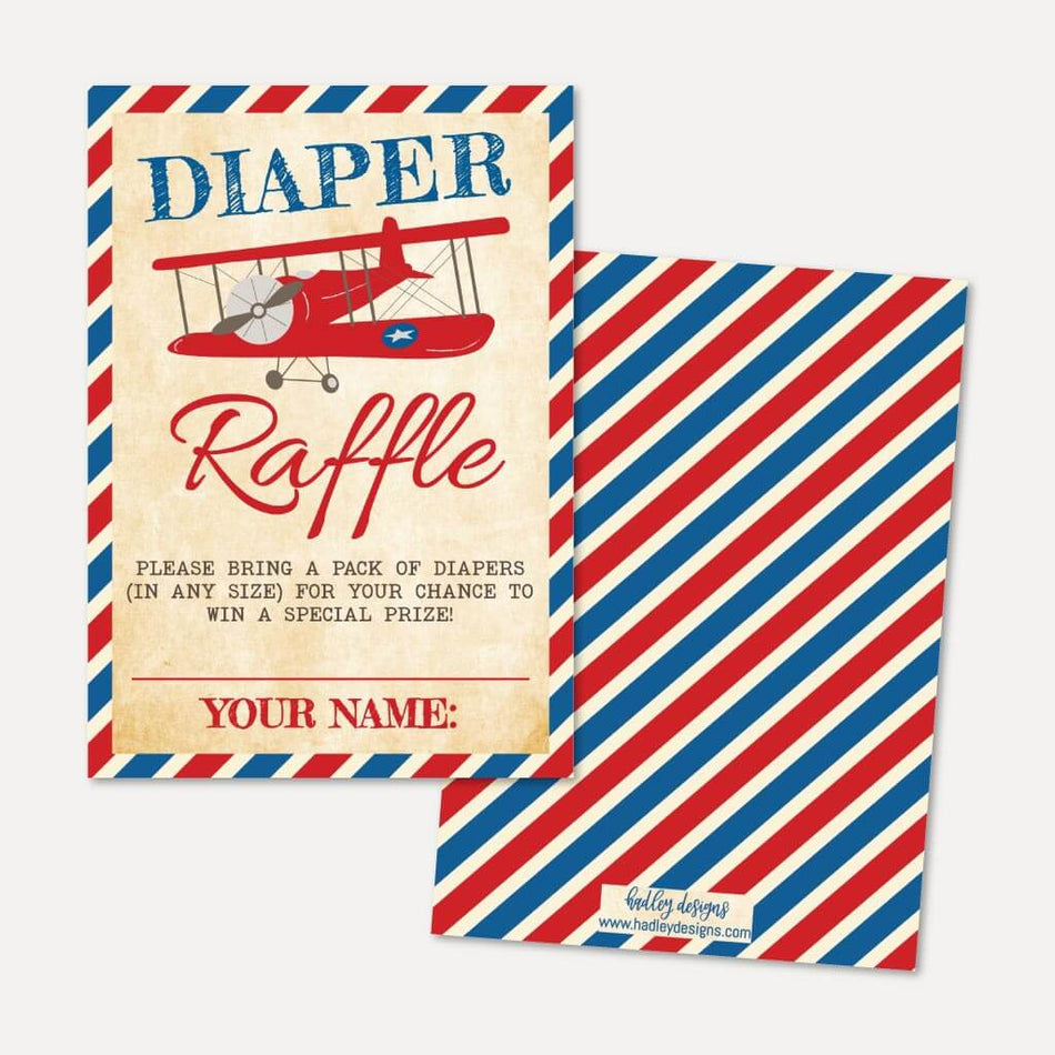 Printable Airplane Baby Shower Diaper Raffle Template | Hadley Designs
