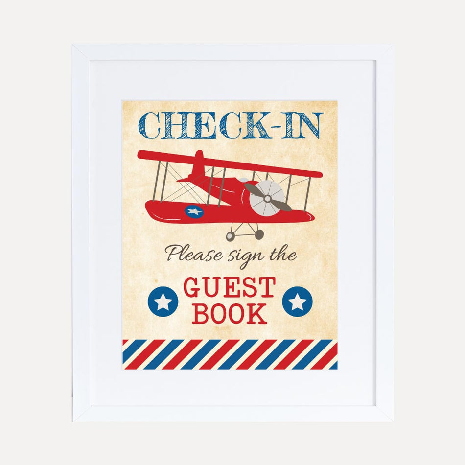 Printable Airplane Baby Shower Guest Book Sign Template | Hadley Designs