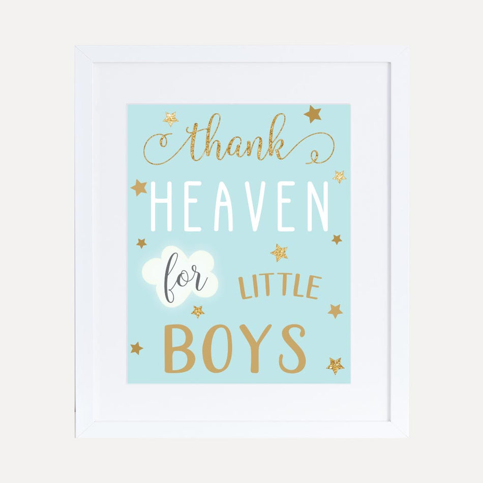 Angel Boy Baby Shower Thank You Sign Printable Template
