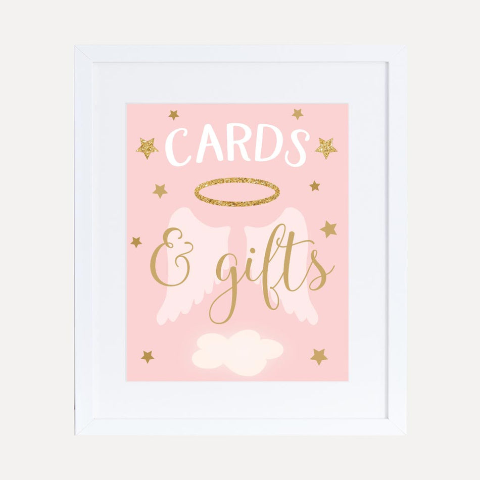 Angel Girl Baby Shower Cards and Gifts Sign Printable Template
