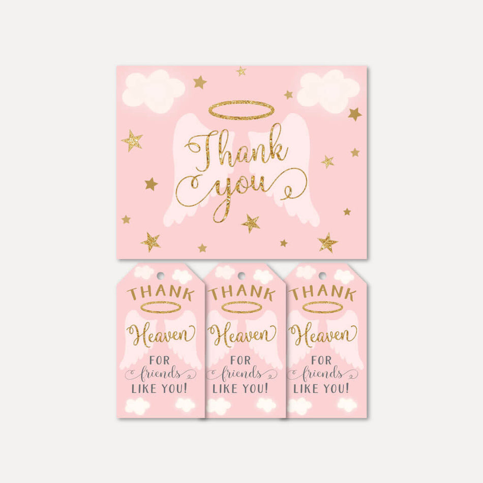 Angel Girl Baby Shower Thank You Bundle Printable Template