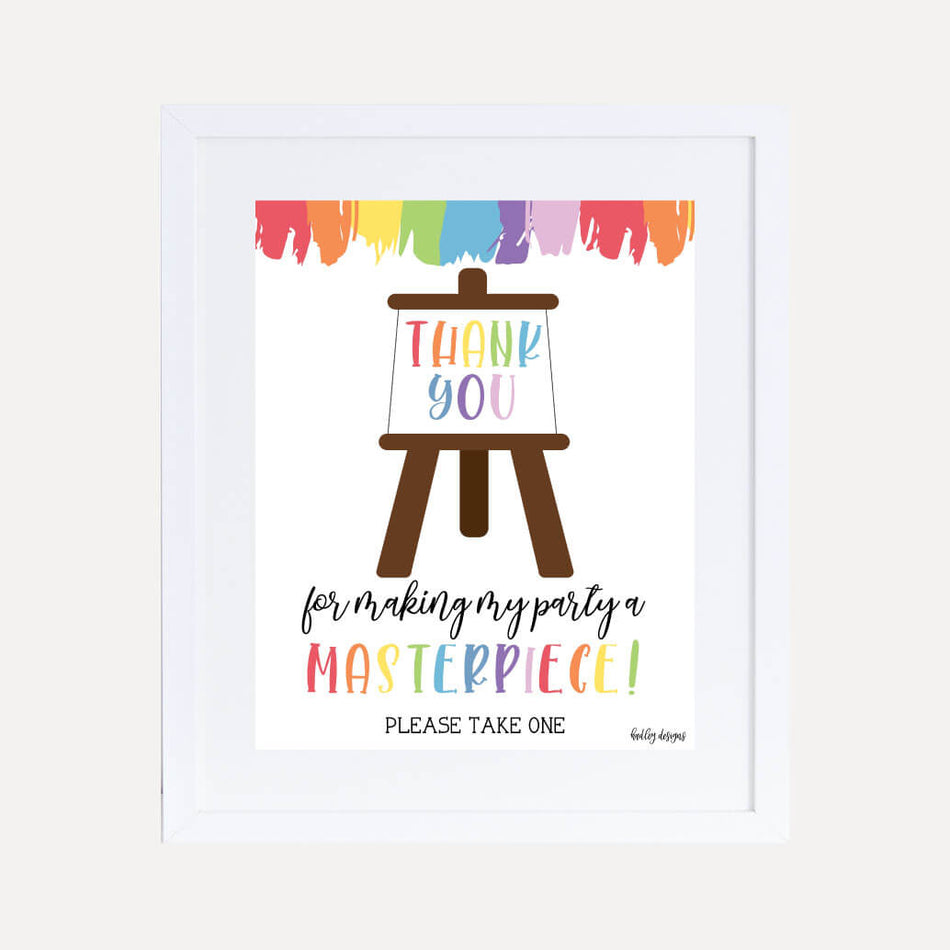 Art Kids Party Favors Sign Printable Template
