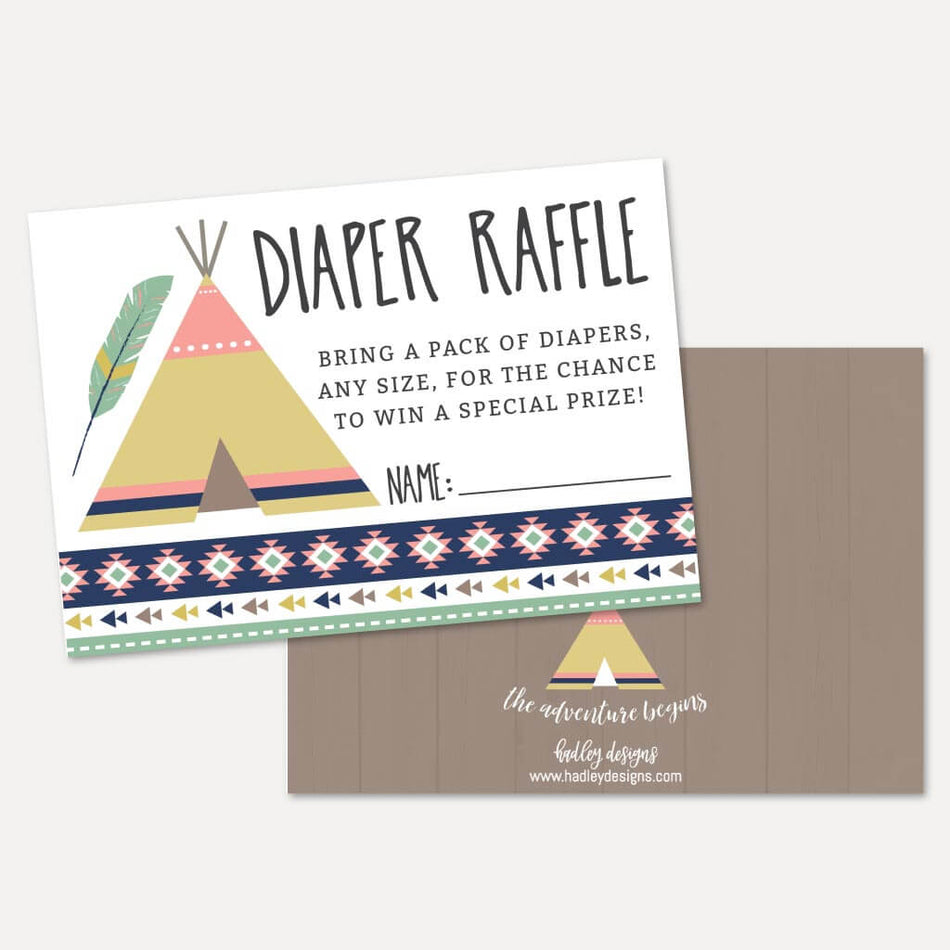 Aztec Adventure Girl Baby Shower Diaper Raffle Printable Template