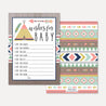 Aztec Adventure Girl Baby Shower Prediction Advice Wishes Bundle Printable Template