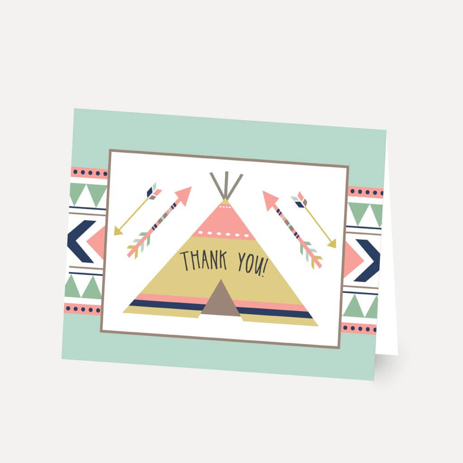 Aztec Adventure Girl Baby Shower Thank You Card Printable Template
