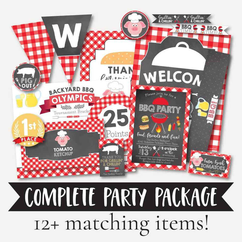 Backyard BBQ Complete Party Decorations Package Templates