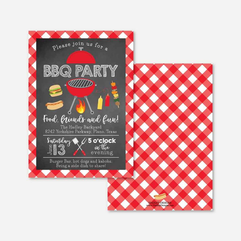 Backyard BBQ Party Invitation Printable Template