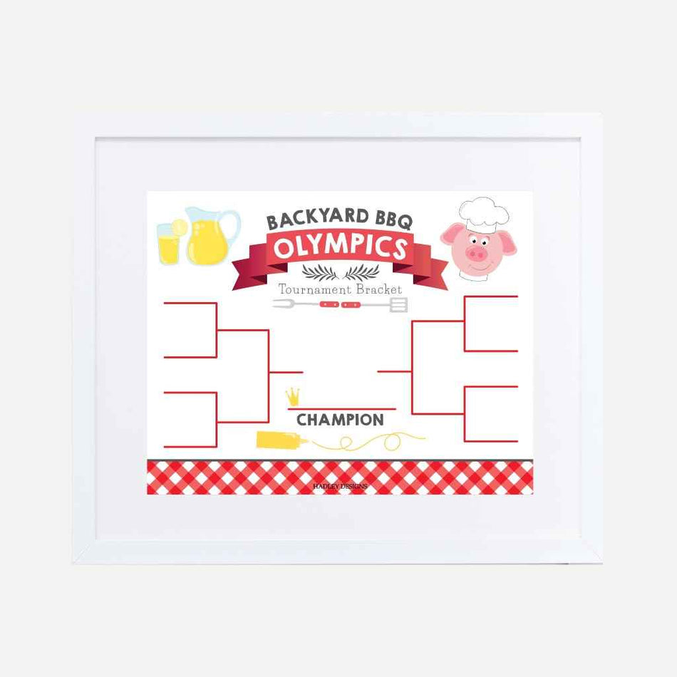 Backyard BBQ Olympics Tournament Bracket Sign Template