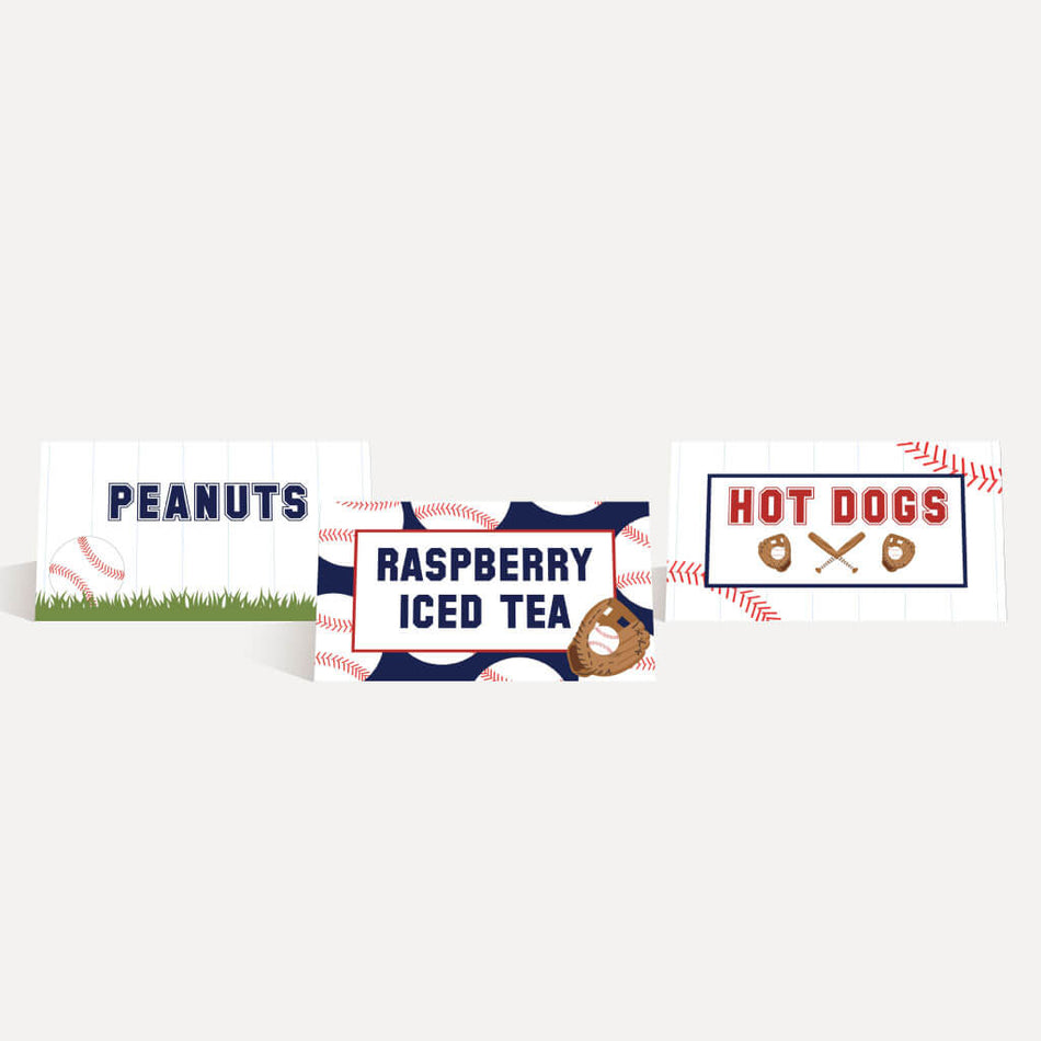 Baseball Baby Shower Food Tent Cards Printable Template
