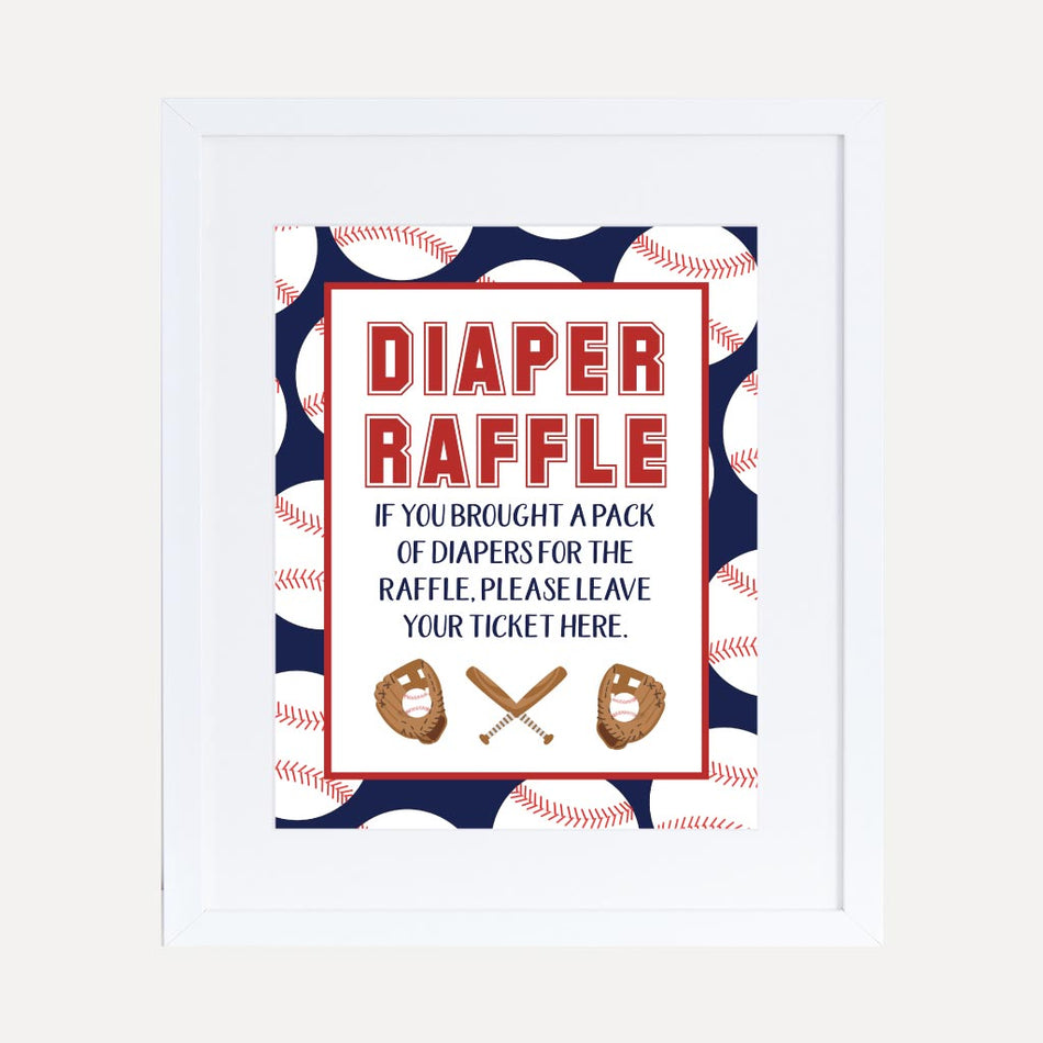 Baseball Baby Shower Diaper Raffle Sign Printable Template