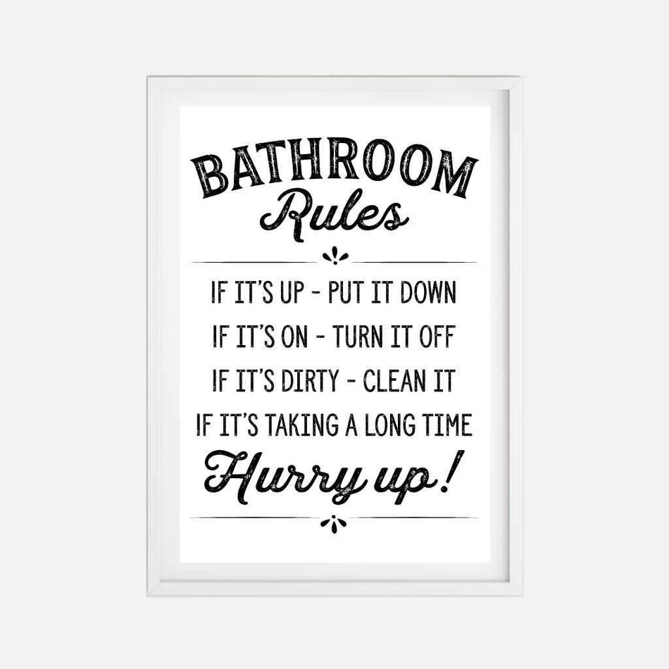 Bathroom Rules Wall Art Bathroom Home Decor Sign Printable Template