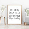 Be Kind Work Hard Wall Art Inspirational Home Decor Sign Printable Template