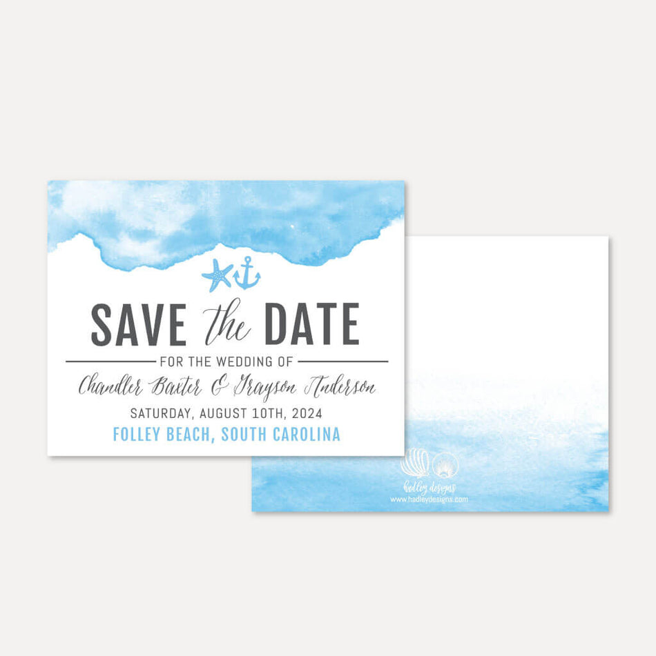 Beach Wave Wedding Save The Date Printable Template