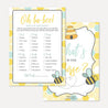 Bee Baby Shower Games Set Printable Template